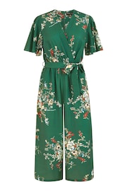 Mela Green Floral Print Jumpsuit With Angel Sleeves - Image 4 of 4