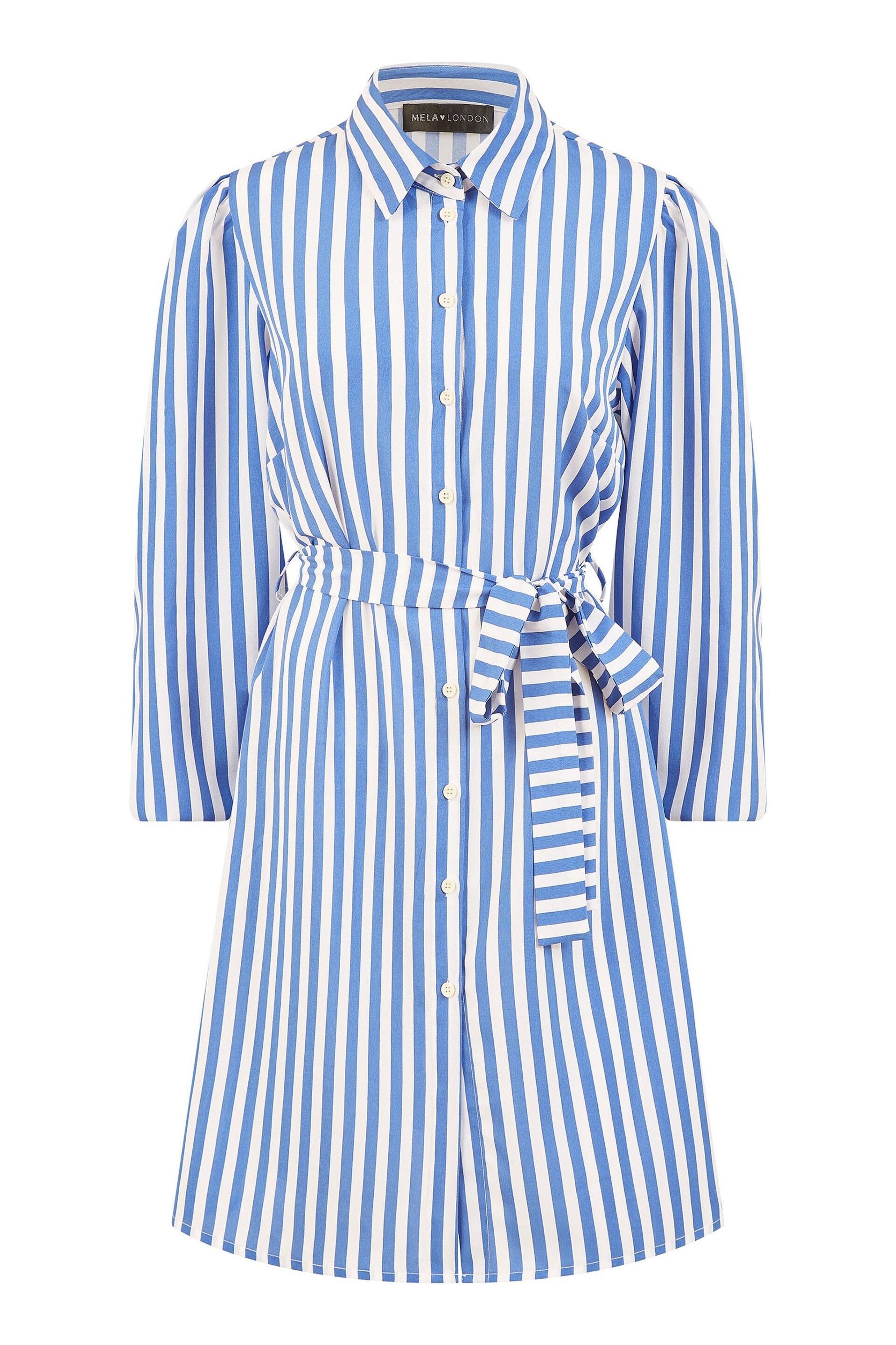 Mela Blue Striped Relaxed Fit Shirt Dress - Image 5 of 5