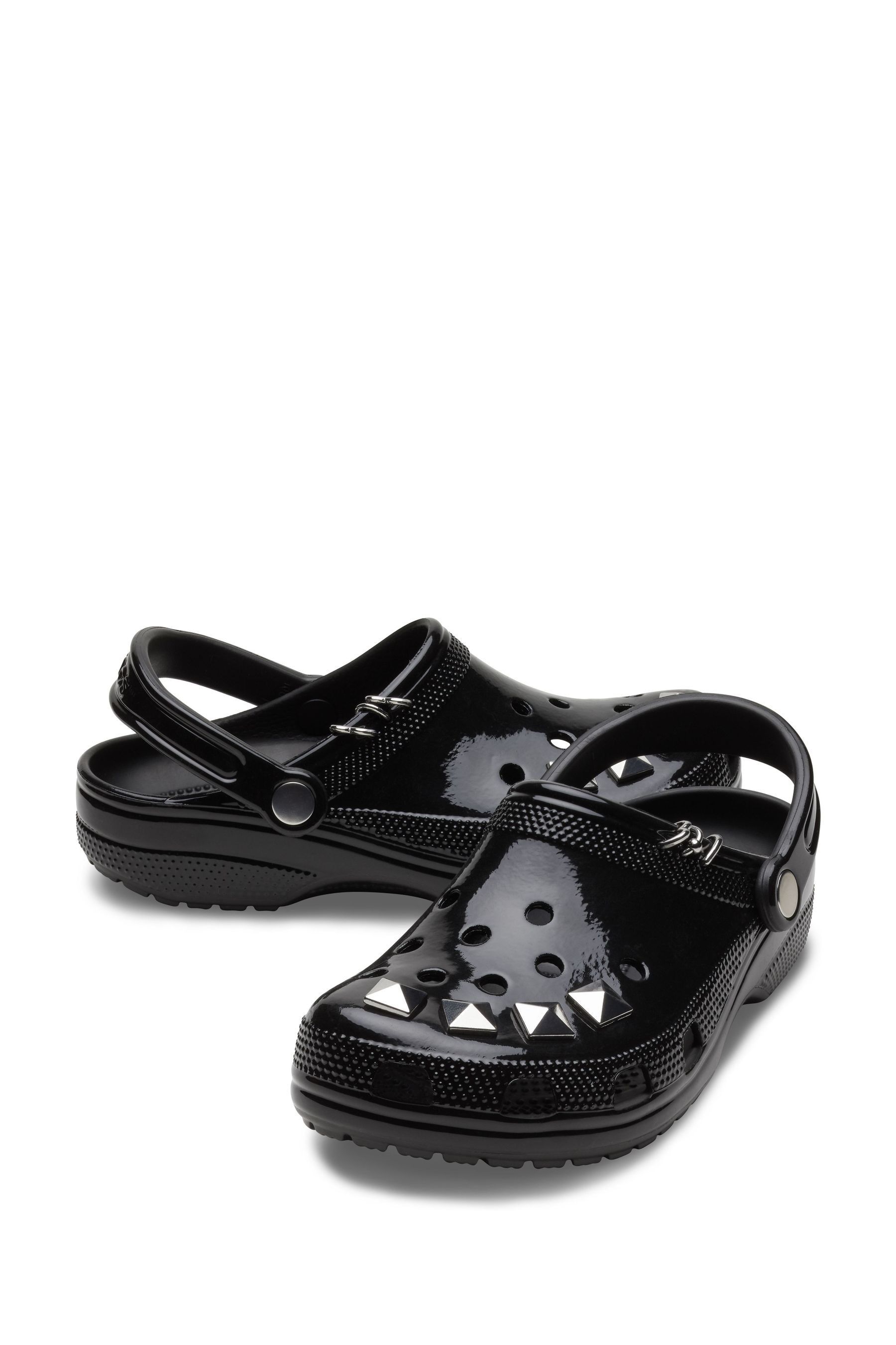 Black studded crocs on sale