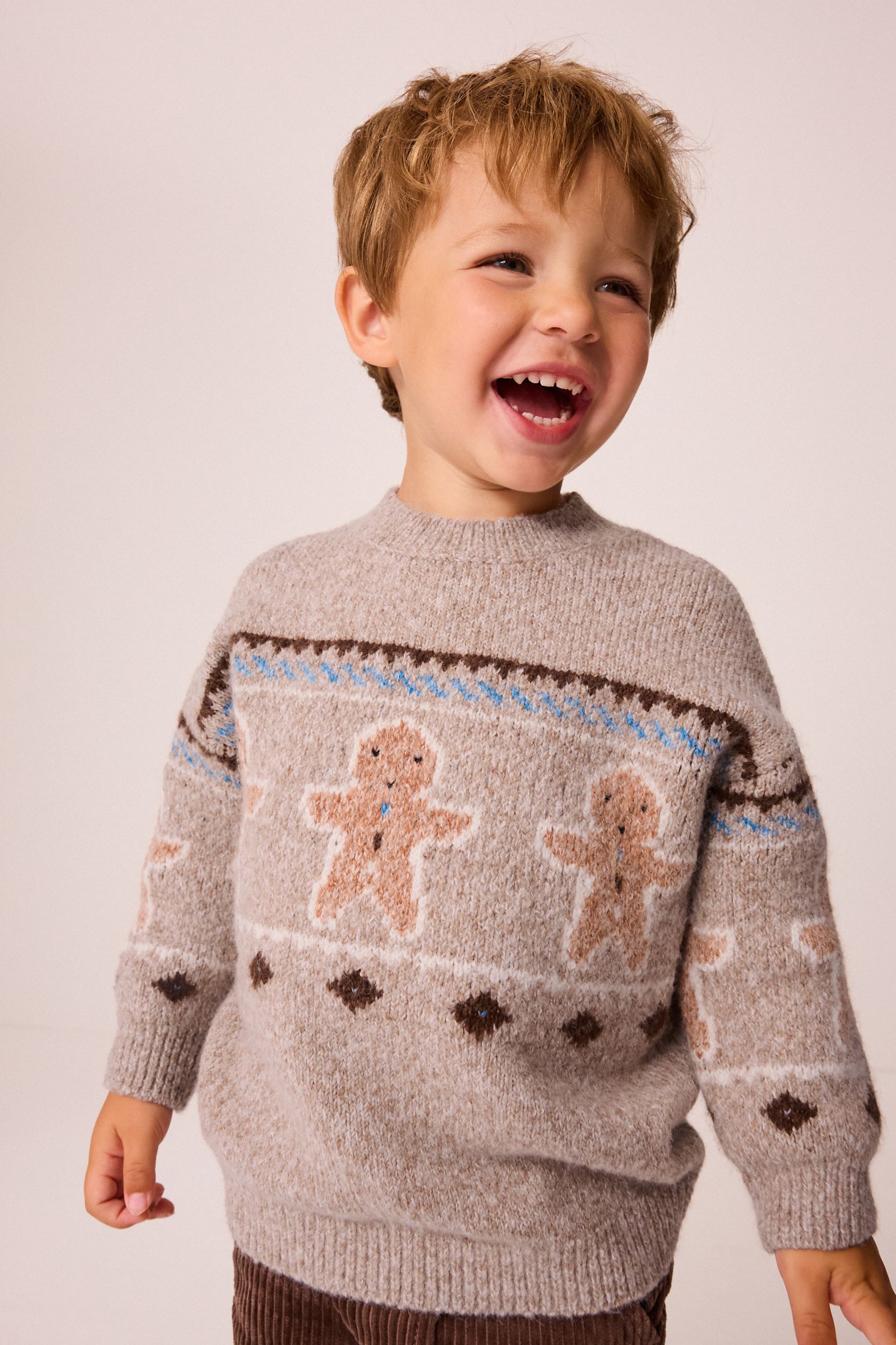 Buy Neutral Gingerbread Christmas Crew Neck Jumper 3mths 7yrs from the Next UK online shop