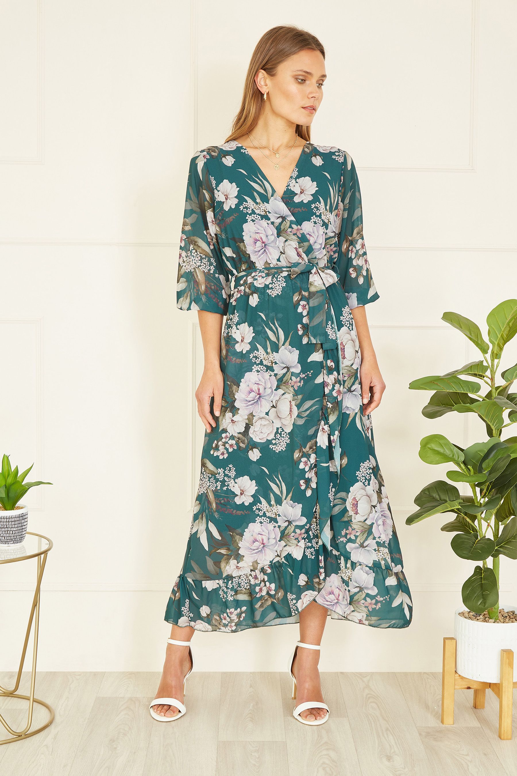 Yumi frill wrap denim dress outlet