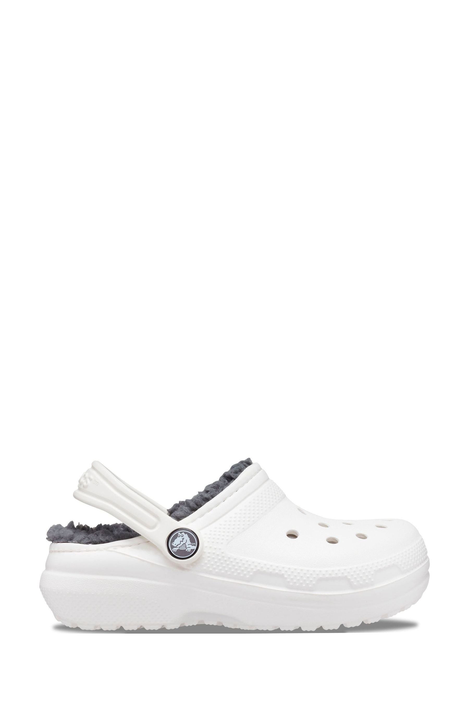 Crocs White Fluffy Kids Lined Clogs