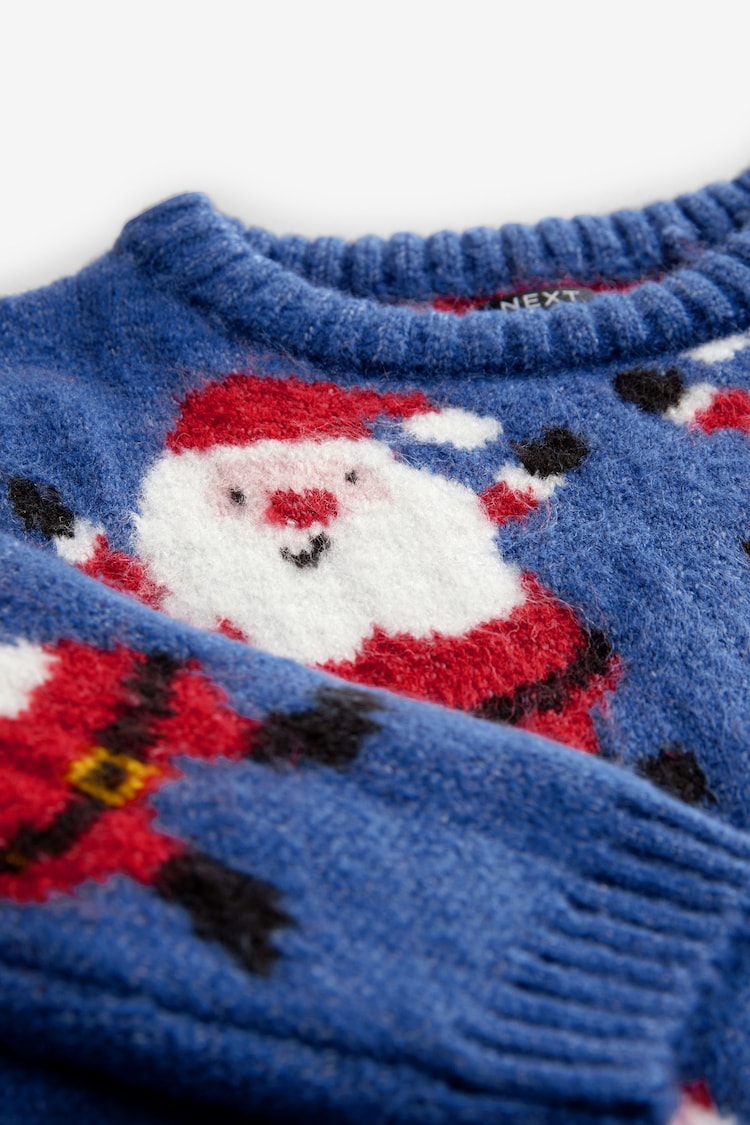 Blue Santa Christmas Crew Neck Jumper (3mths-7yrs) - Image 7 of 7