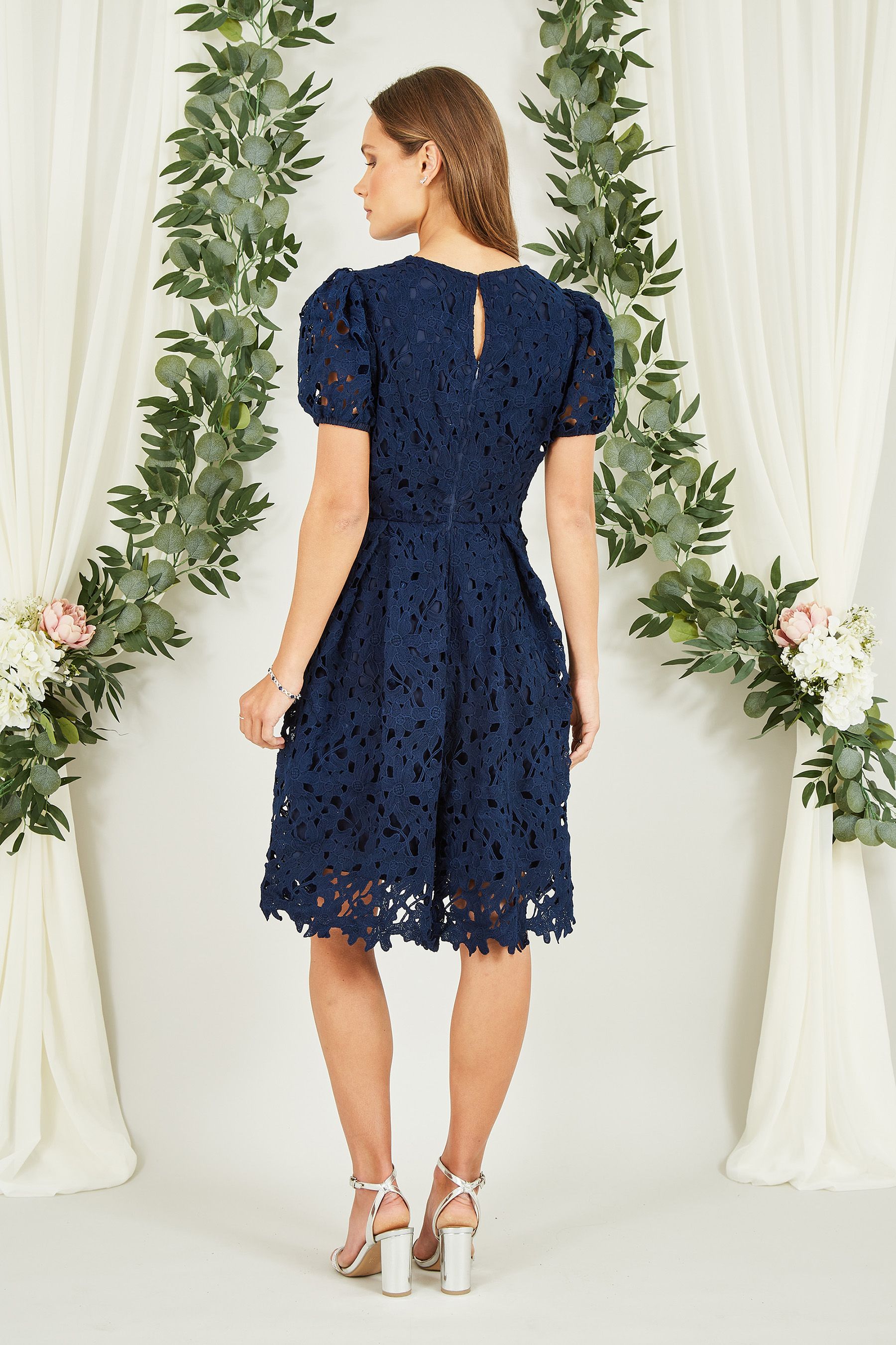 Yumi blue lace dress cheap