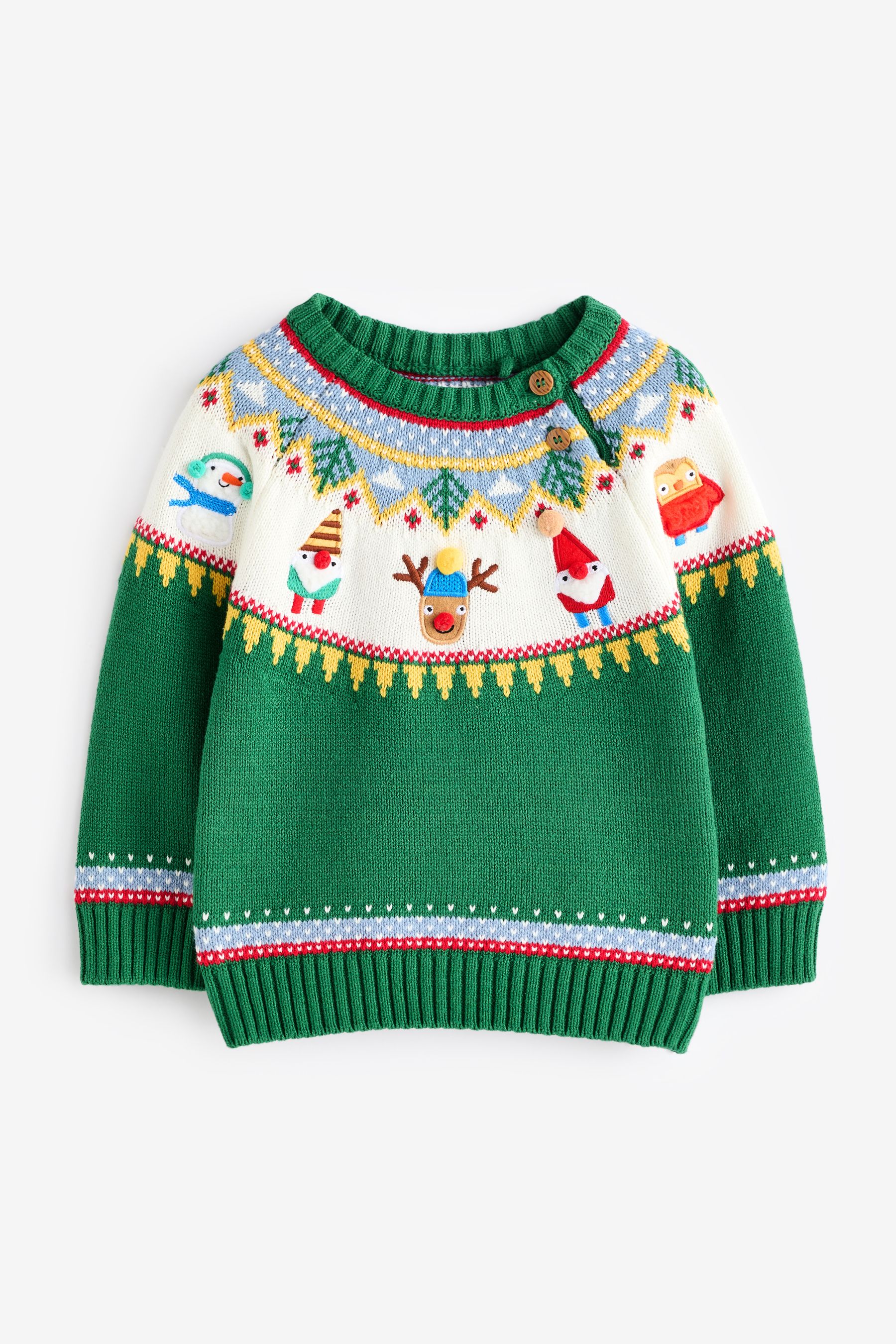 Green Characters Christmas Crew Neck 100 Cotton Jumper 3mths 7yrs