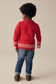 Red Bear Christmas Crew Neck 100% Cotton Jumper (3mths-7yrs) - Image 3 of 8