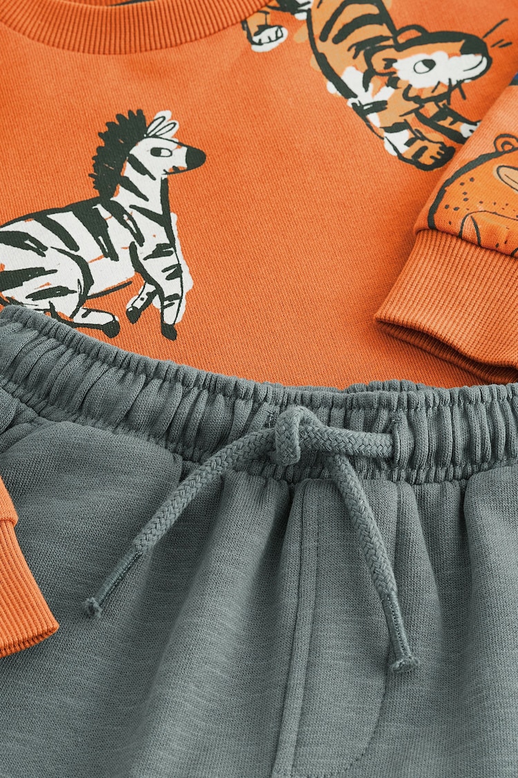 Orange Safari Long Sleeve 100% Cotton Top and Joggers Set (3mths-7yrs) - Image 8 of 8