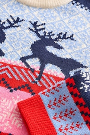 Navy Blue/Pink Matching Family Girls Christmas Fairisle Reindeer Jumper (3mths-16yrs) - Image 7 of 7