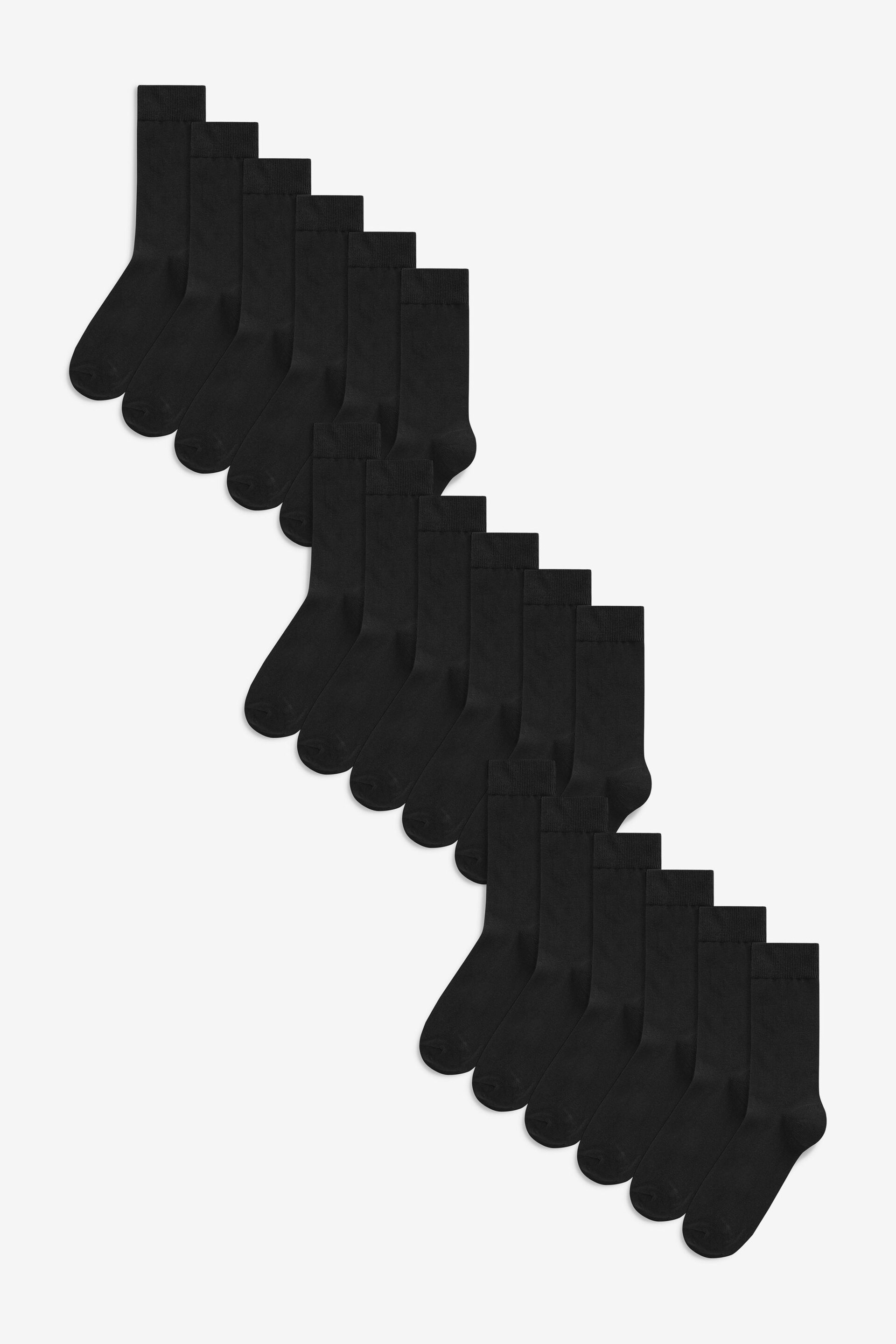 Black 18 Pack Mens Cotton Rich Socks - Image 1 of 2