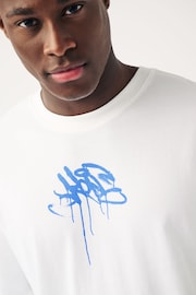 White Graffiti Back Print T-Shirt - Image 4 of 8