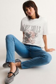 Ecru White Lost Souls Graphic Skull T-Shirt - Image 2 of 6