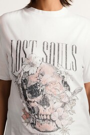 Ecru White Lost Souls Graphic Skull T-Shirt - Image 4 of 6