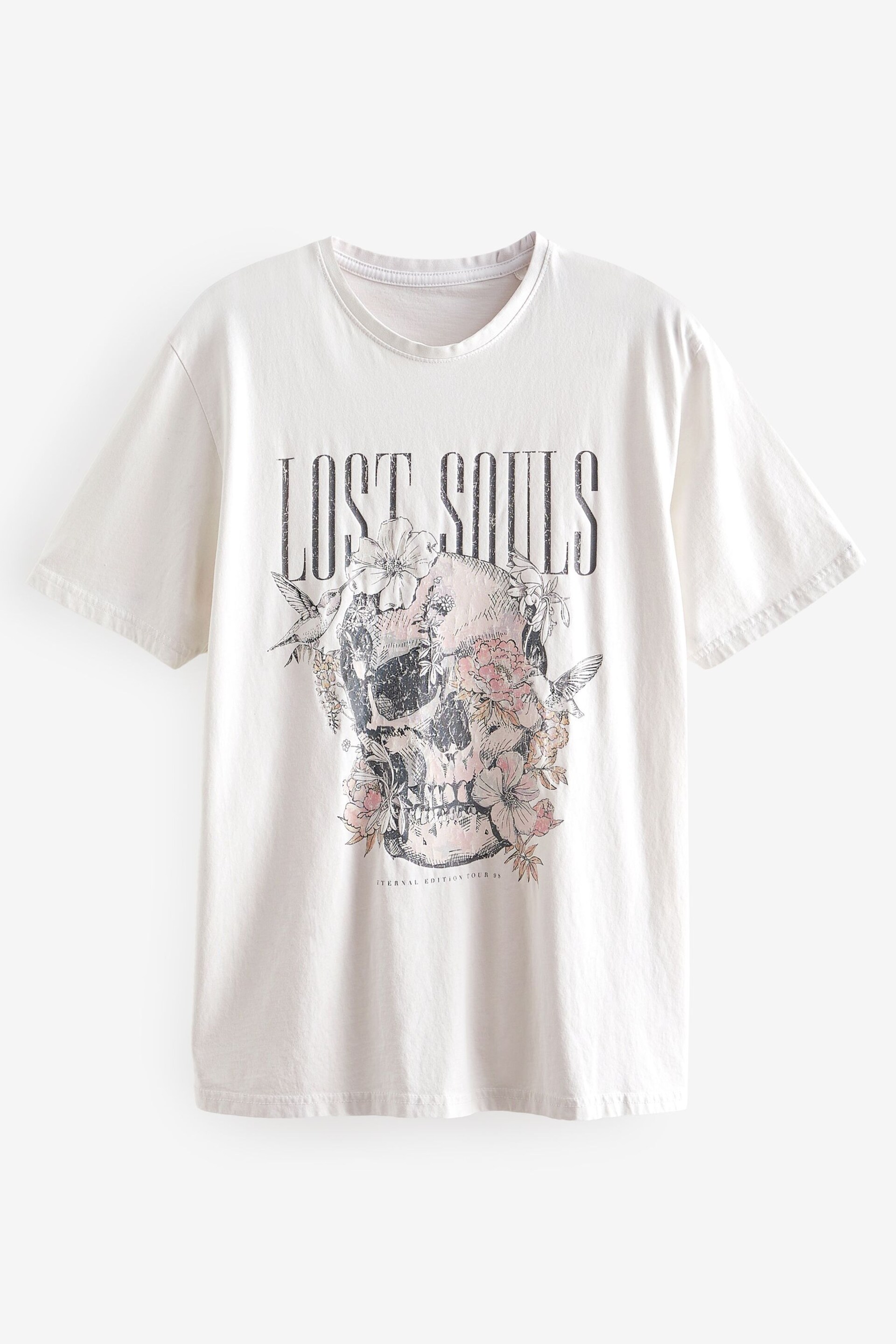 Ecru White Lost Souls Graphic Skull T-Shirt - Image 5 of 6