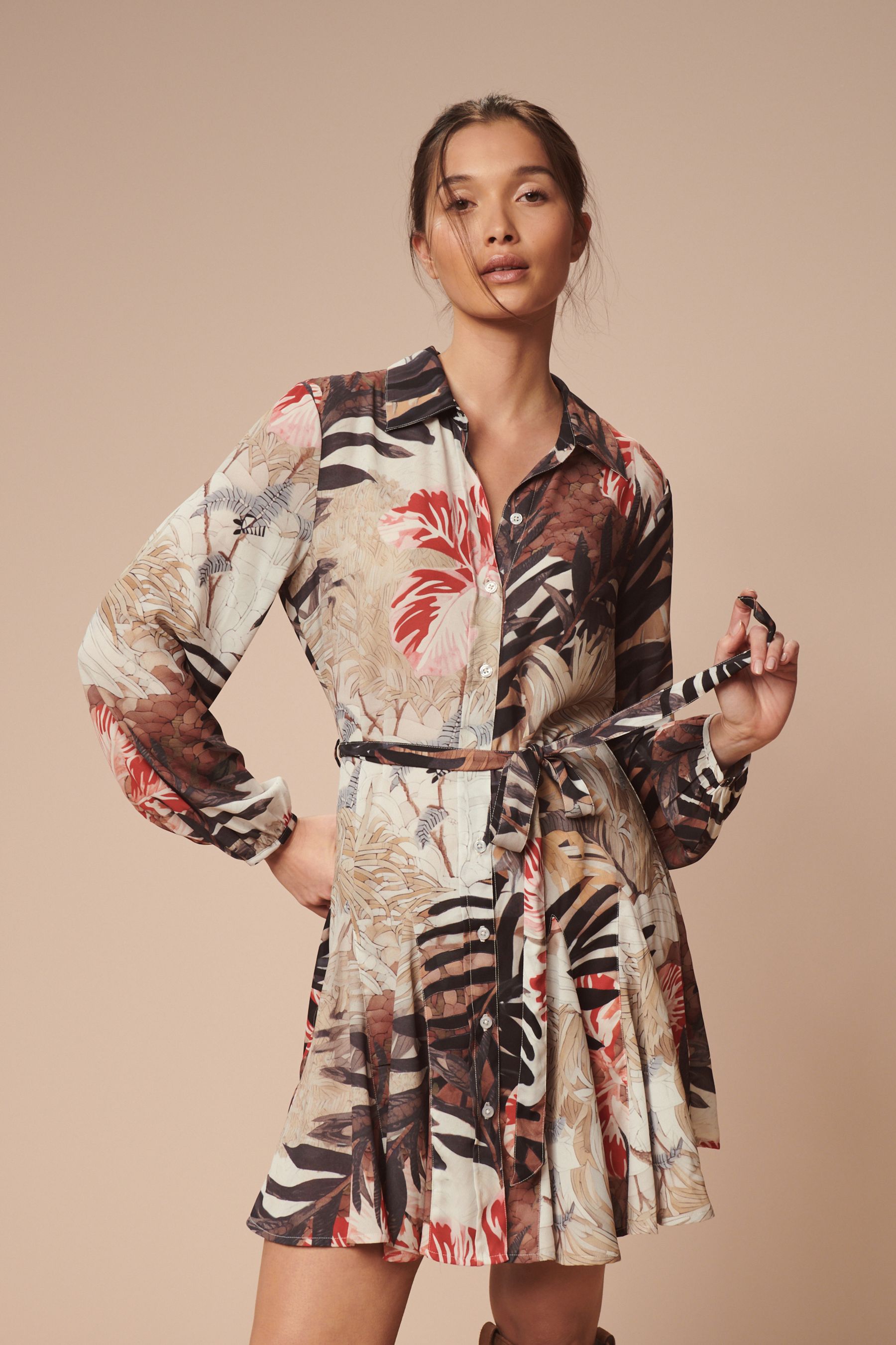 Buy Safari Print Mini Belted Shirt Dress from the Next UK online shop
