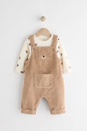 Tan Brown Baby Cord 100% Cotton Dungarees and Bodysuit Set (0mths-2yrs) - Image 1 of 8