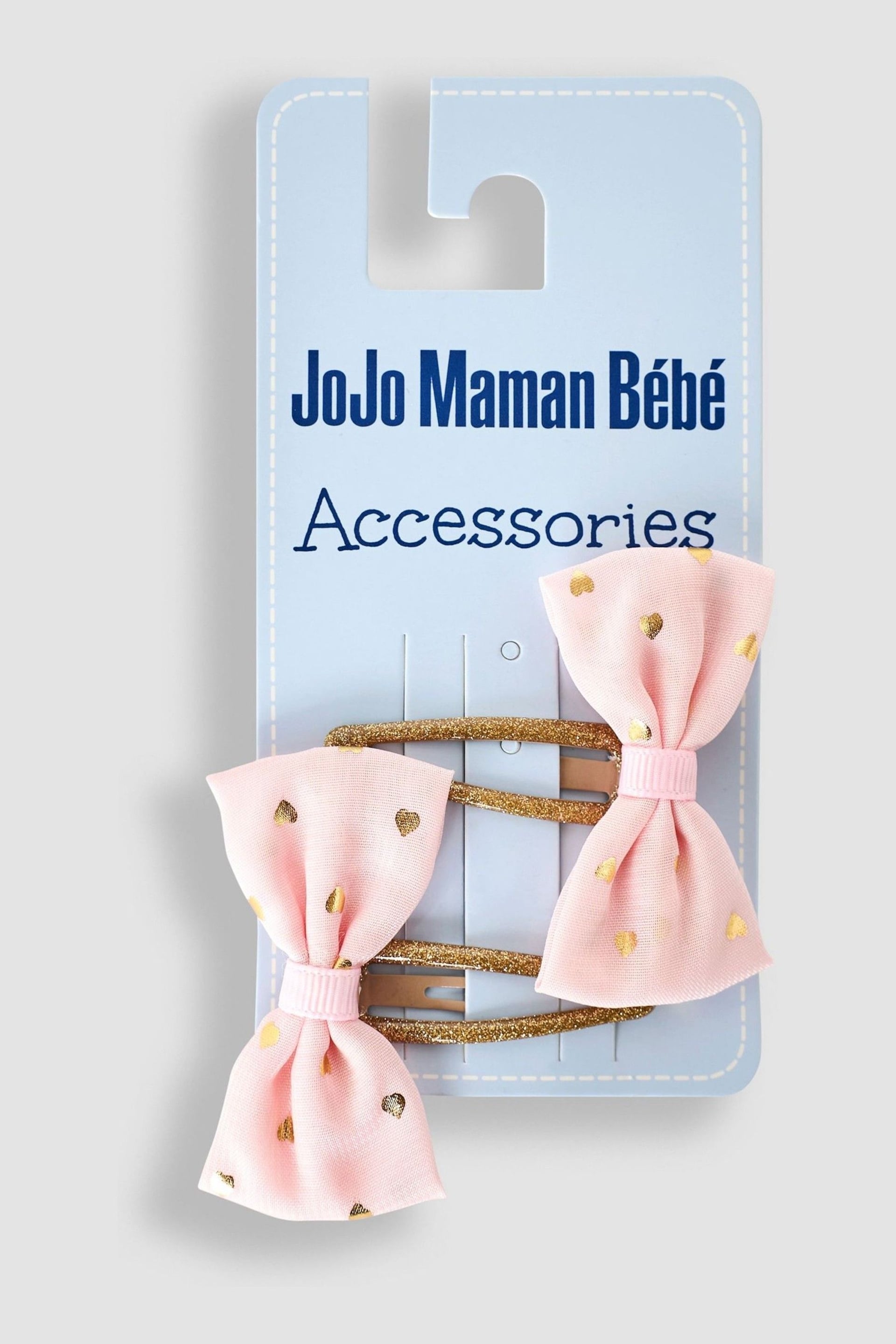 JoJo Maman Bébé Pink Foil Print Bow Clips 2 Pack - Image 3 of 3