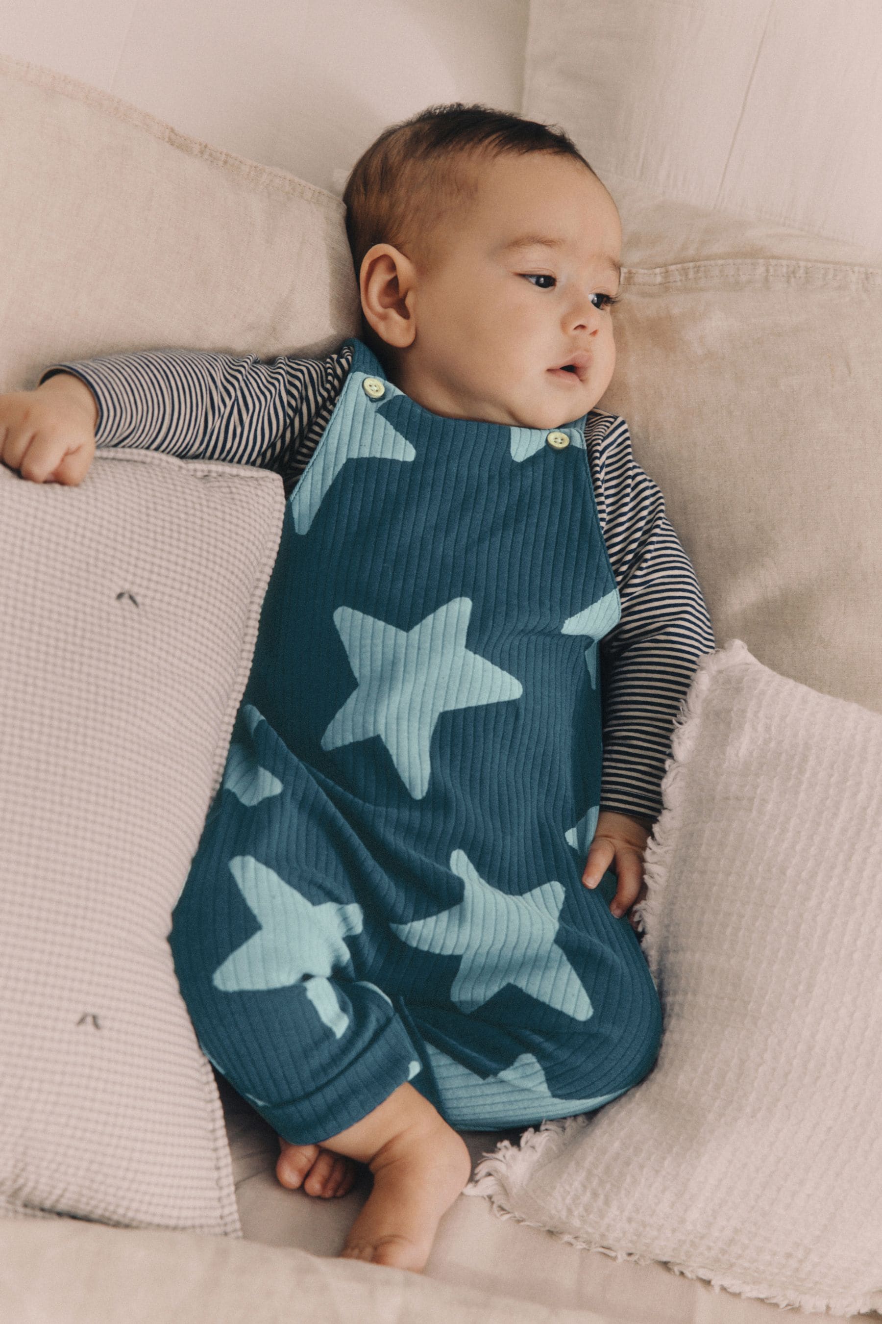 Buy Navy Blue Star Jersey Baby Dungarees And Bodysuit Set 0mths 2yrs from Next Luxembourg