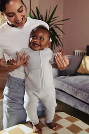 Grey Knit Zip Jumper and Joggers 3 Piece Set (0mths-2yrs) - Image 4 of 4