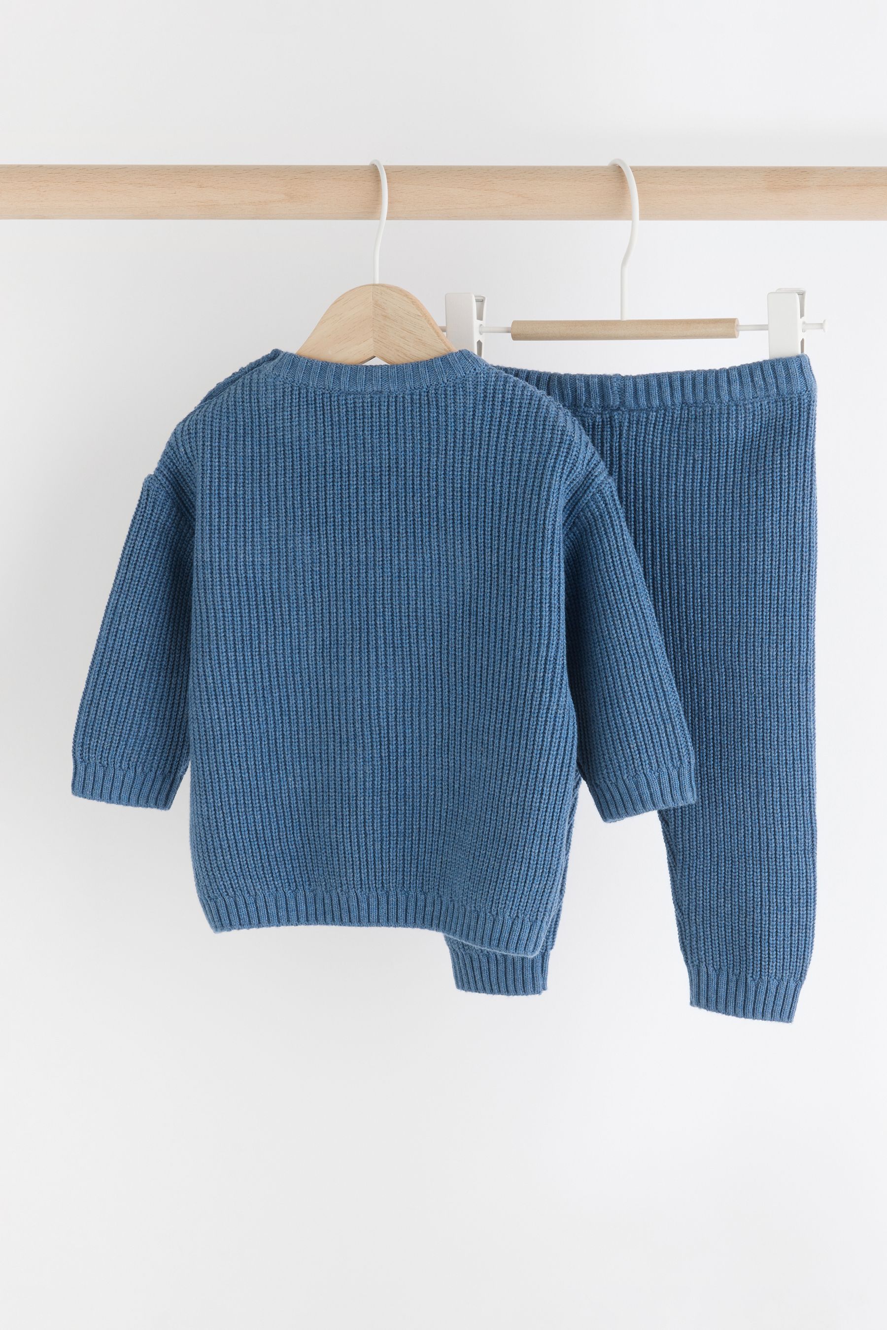 Blue Bear Baby Knitted 100 Cotton Top and Leggings Set 0mths 2yrs