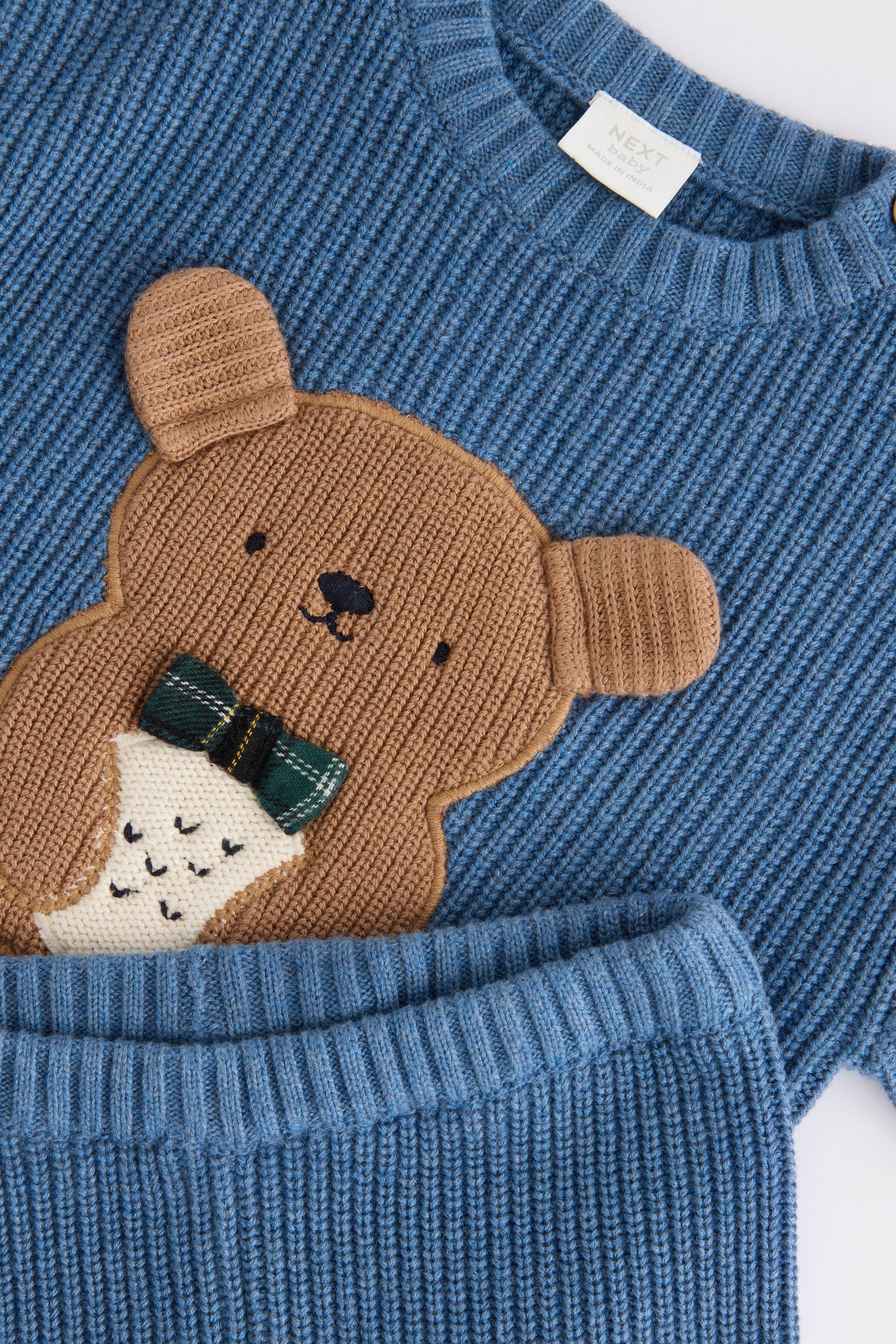 Blue Bear Baby Knitted 100 Cotton Top and Leggings Set 0mths 2yrs