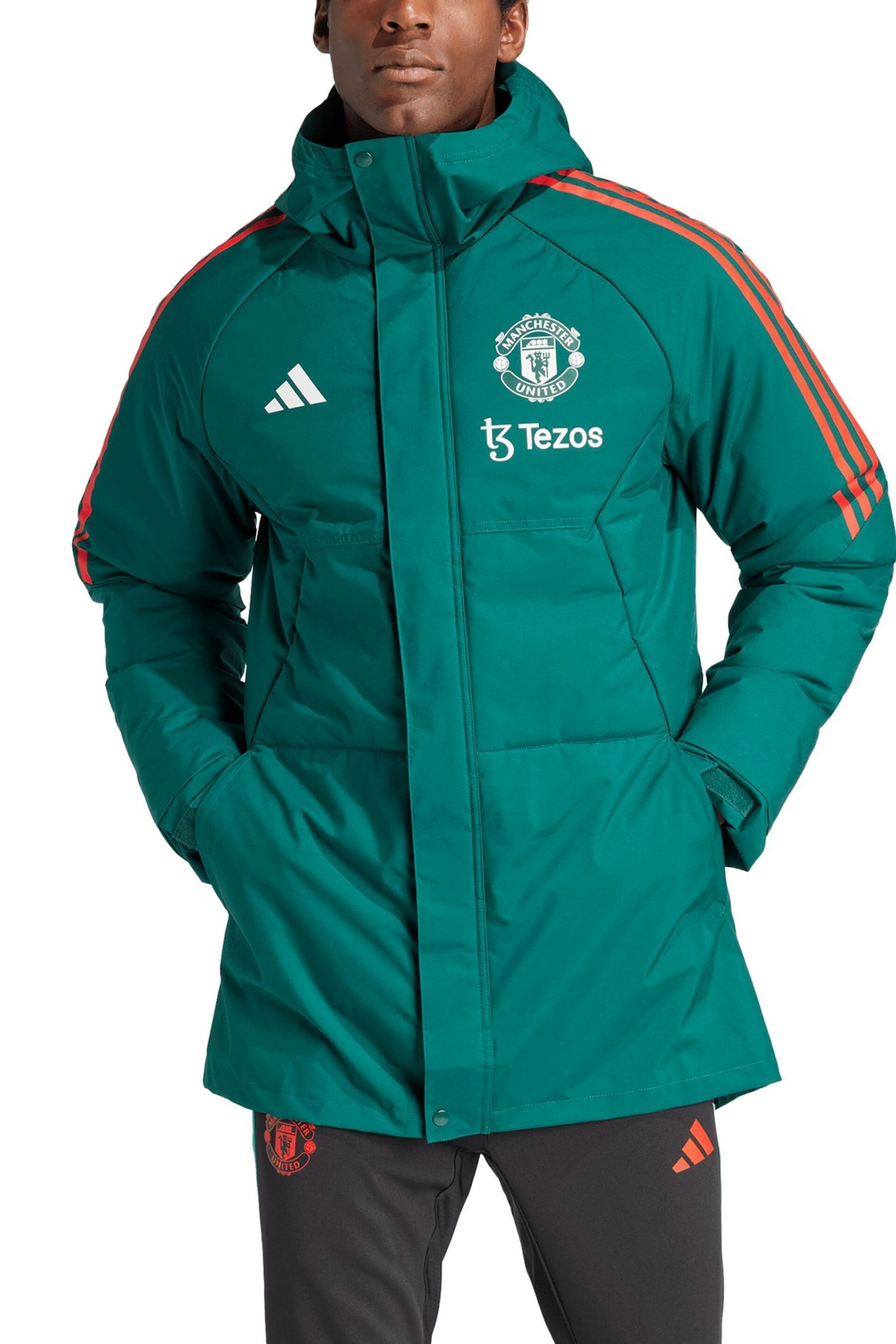 adidas Green Manchester United Training Stadium Parka Jacket - Image 1 of 3