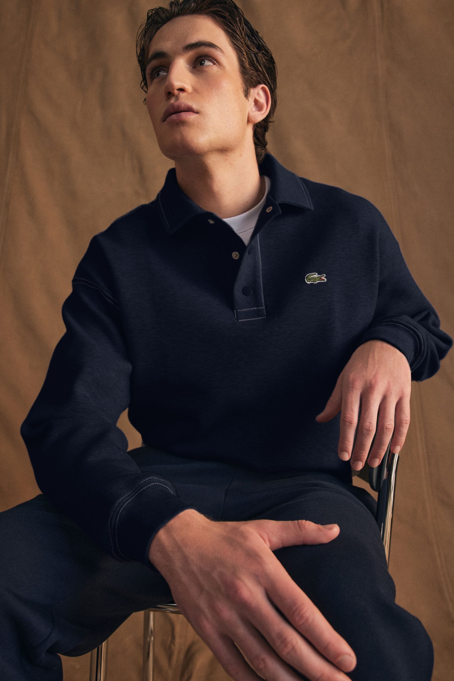 Lacoste Blue Double Faced Pique Sweatshirt
