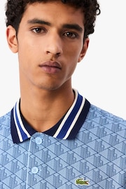 Lacoste Blue Monogram Polo Shirt - Image 4 of 7