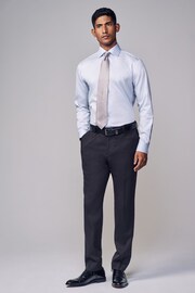 Light Blue Slim Fit Signature Long Sleeve Single Cuff 100% Cotton Shirt With Sateen Finish And Cutaway Collar - Image 2 of 9