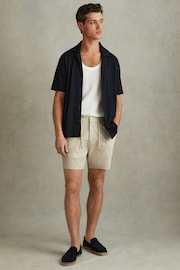 Reiss Stone Newmark Textured Drawstring Shorts - Image 1 of 5
