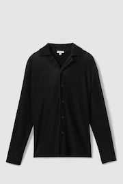 Reiss Black Icon Plisse Cuban Collar Shirt - Image 2 of 5