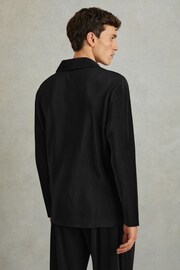 Reiss Black Icon Plisse Cuban Collar Shirt - Image 4 of 5