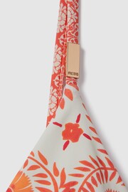 Reiss Cream/Coral Kallie Printed Tie Back Bikini Top - Image 5 of 5