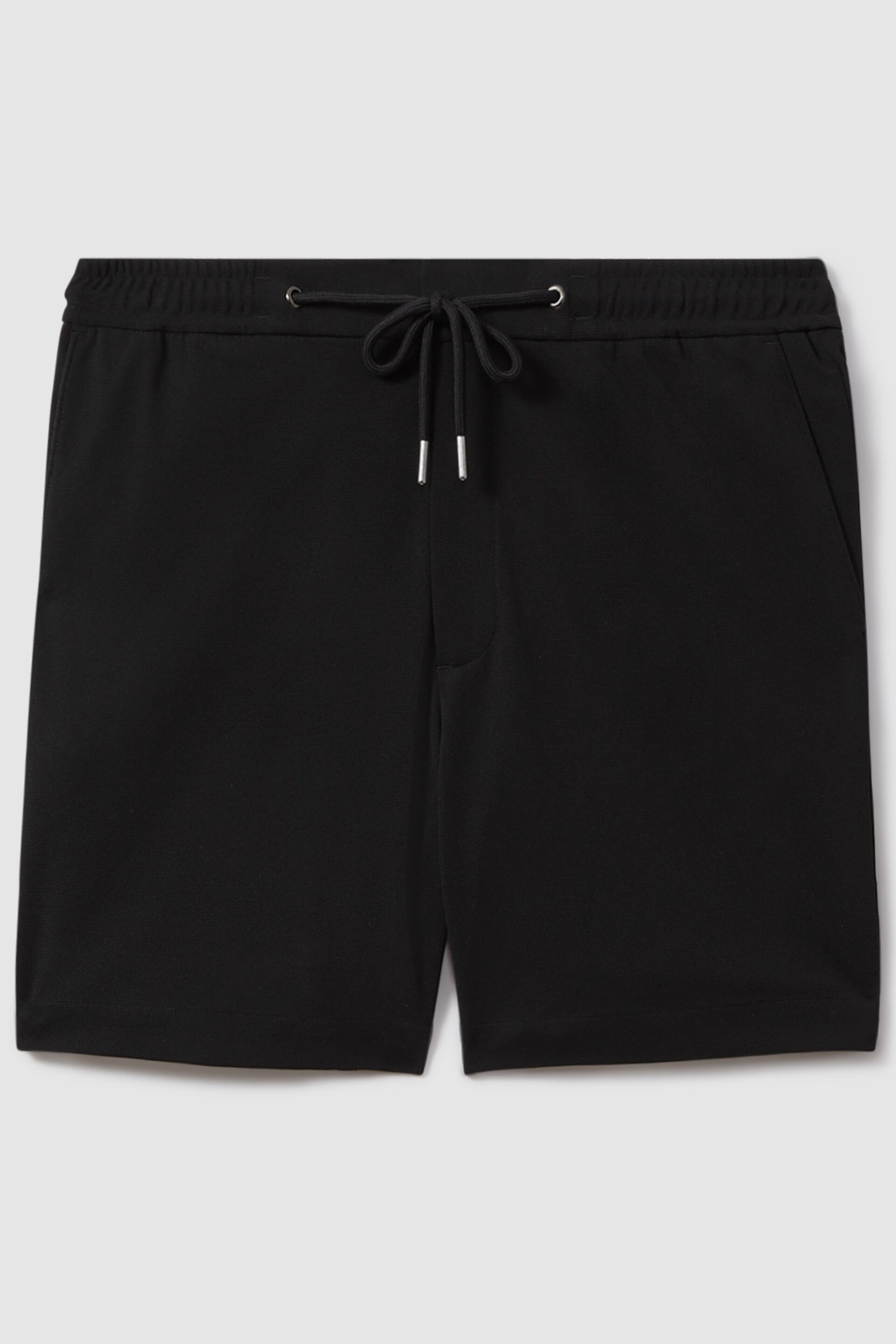 Reiss Black Newmark Textured Drawstring Shorts - Image 2 of 6