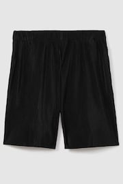 Reiss Black Milos Elasticated Plisse Shorts - Image 2 of 5