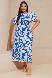 Lipsy Blue Curve Cross Front Underbust Jersey Midi Dress - Image 1 of 4