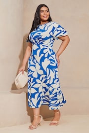 Lipsy Blue Curve Cross Front Underbust Jersey Midi Dress - Image 3 of 4