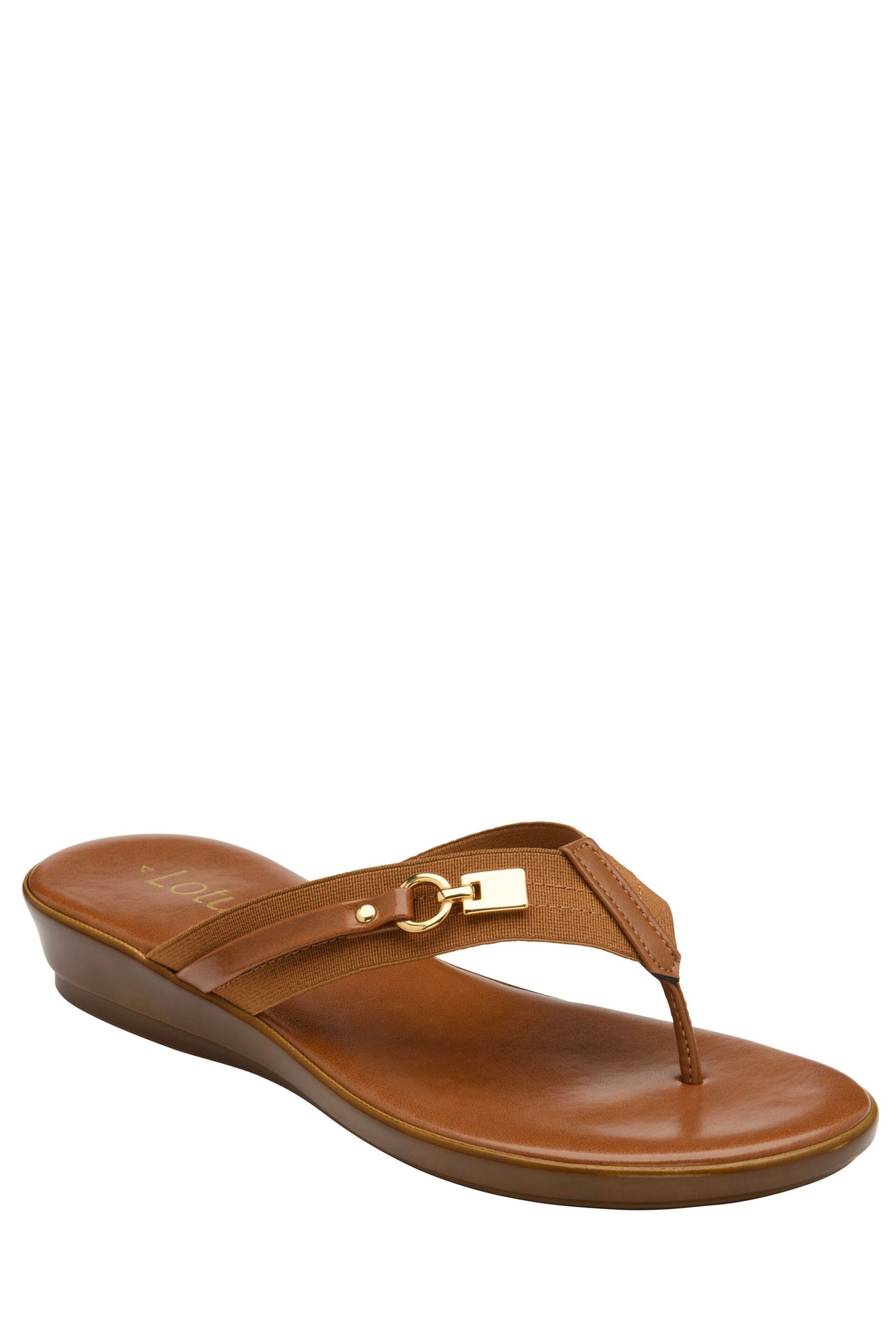 Lotus Brown Toe-Post Sandals - Image 1 of 4