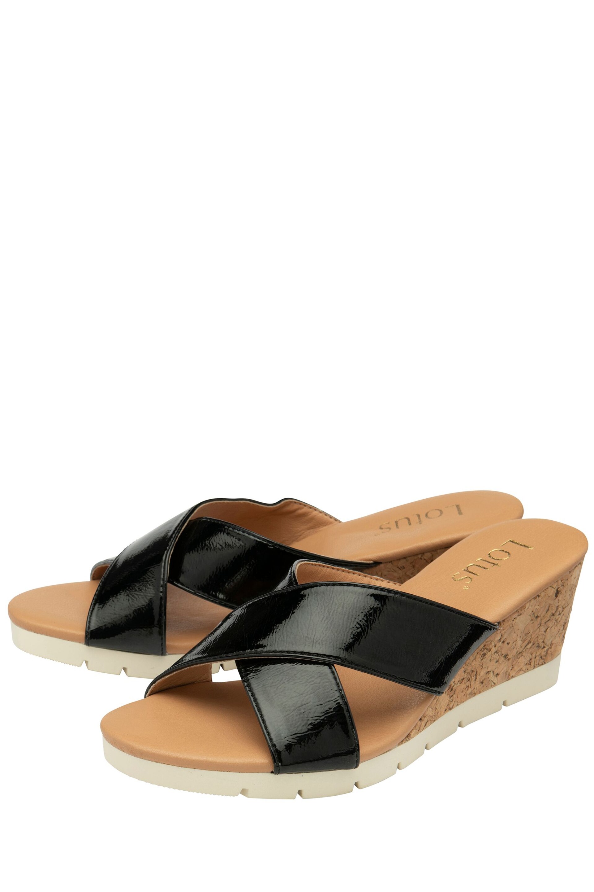 Lotus Black Mule Wedge Sandals - Image 2 of 4