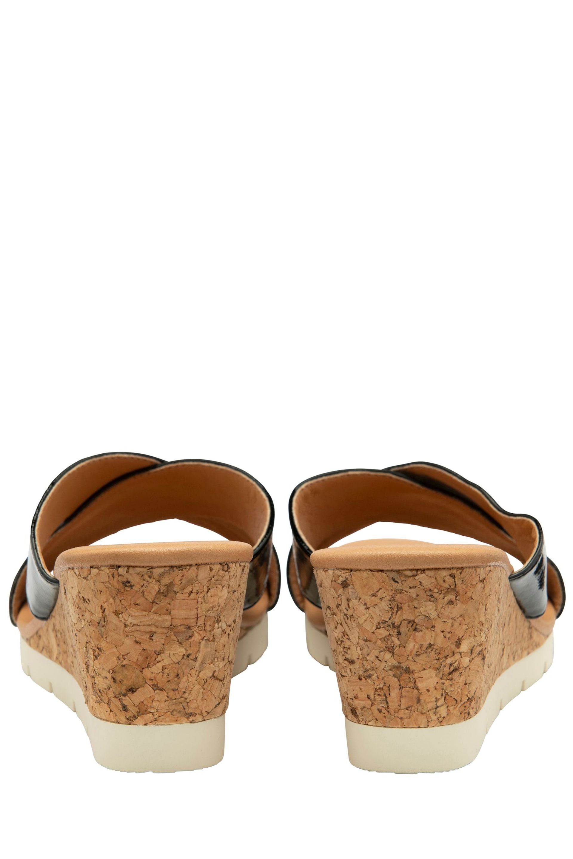 Lotus Black Mule Wedge Sandals - Image 3 of 4