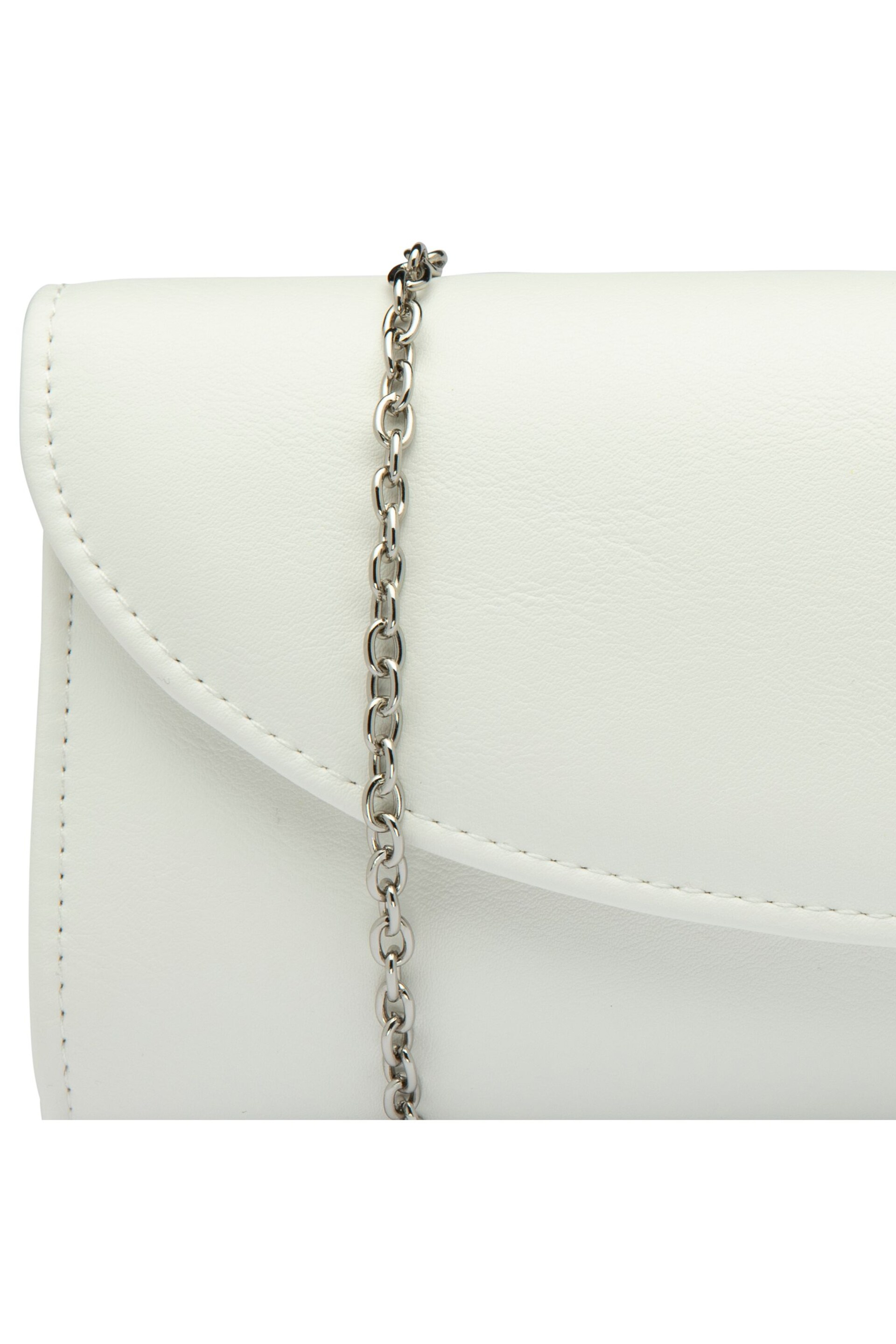 Lotus White Clutch Bag with Chain - Image 3 of 4