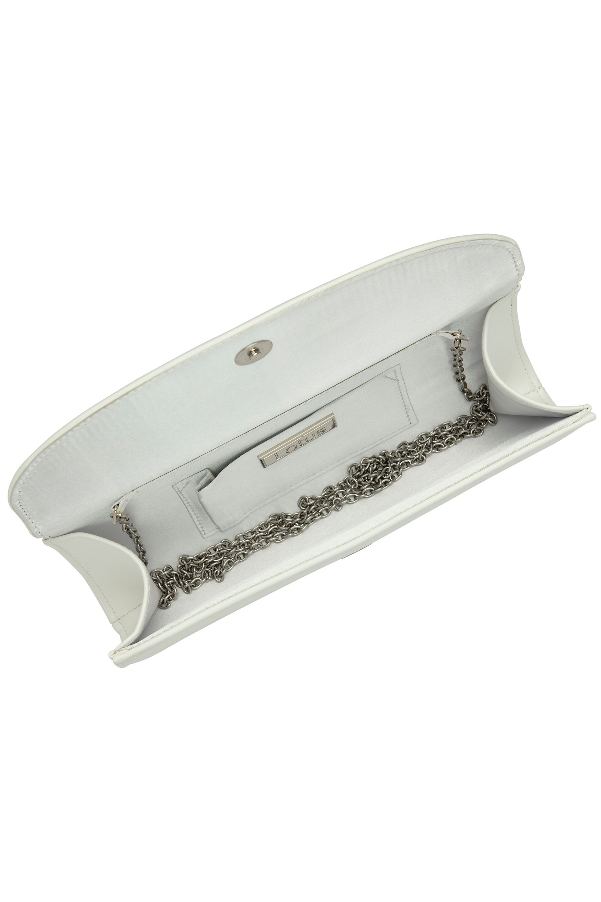 Lotus White Clutch Bag with Chain - Image 4 of 4