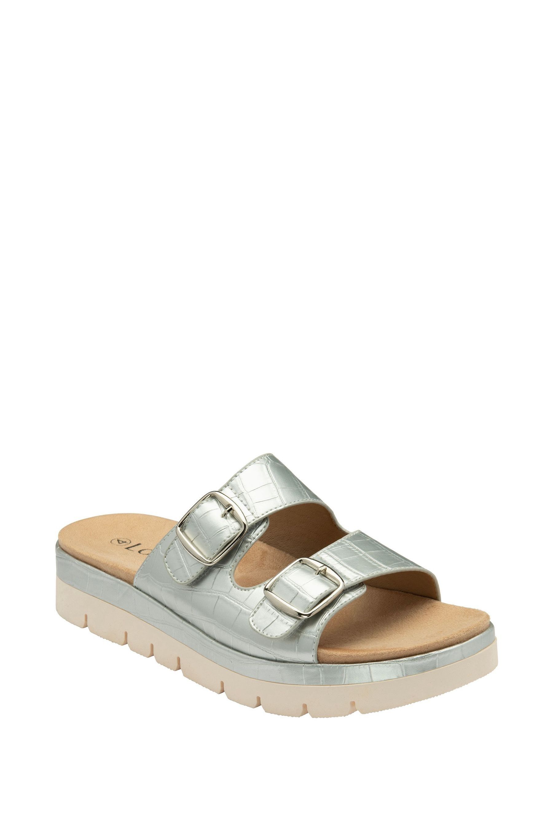 Buy Lotus Silver Flatform Mule Sandals from Next Luxembourg