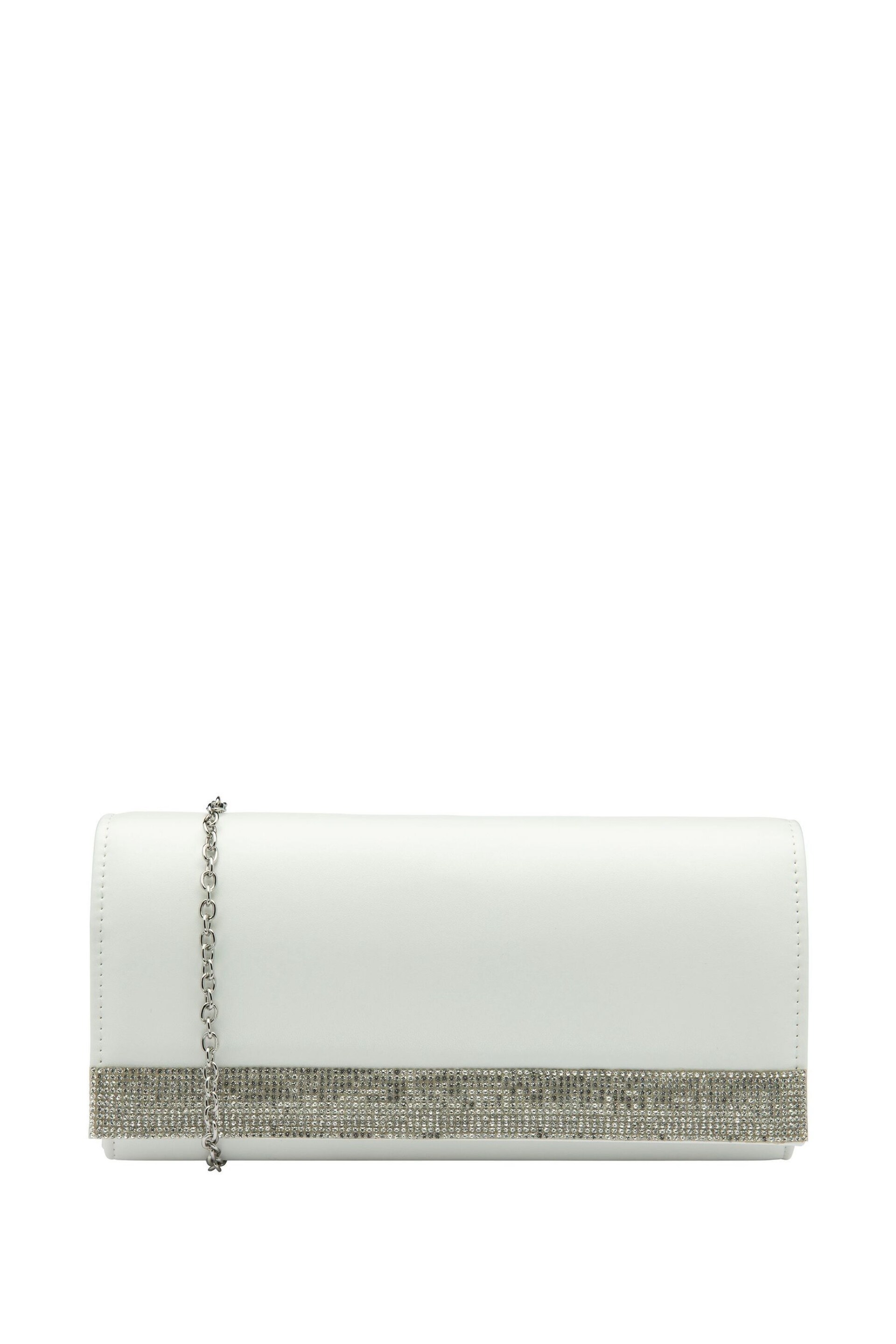 Lotus White Clutch Bag With Chain - Image 1 of 4