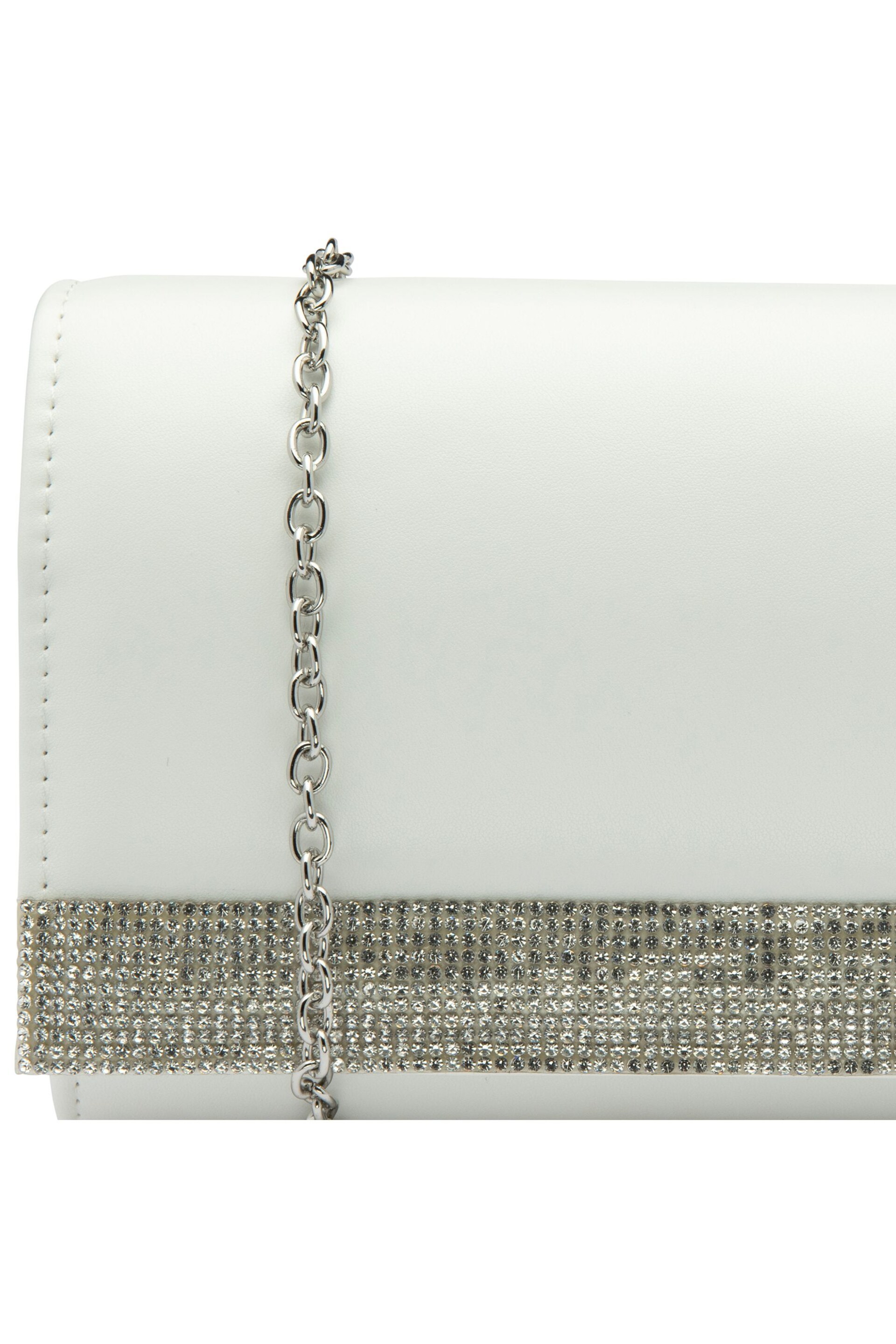 Lotus White Clutch Bag With Chain - Image 3 of 4