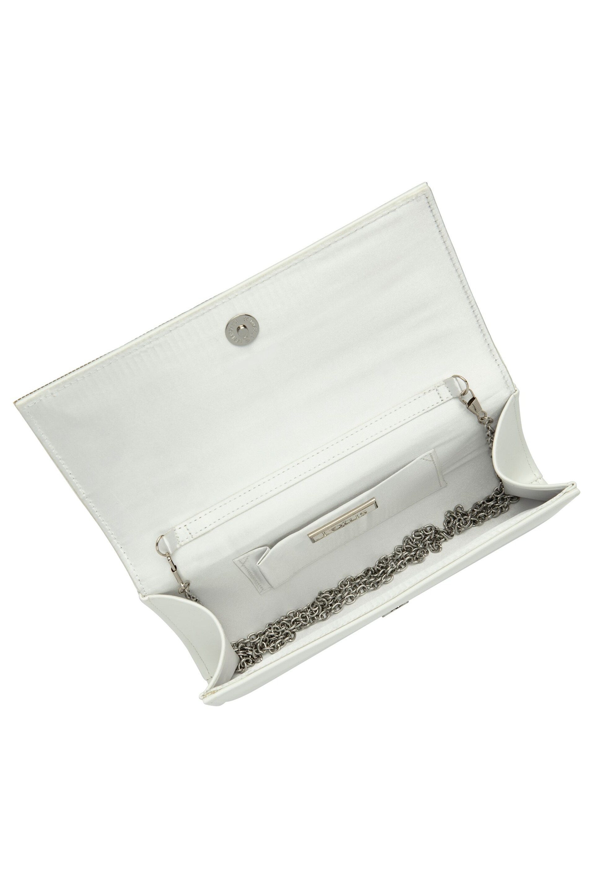 Lotus White Clutch Bag With Chain - Image 4 of 4