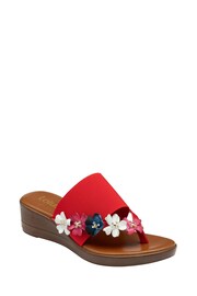 Lotus Red Toe-Post Wedge Sandals - Image 1 of 4