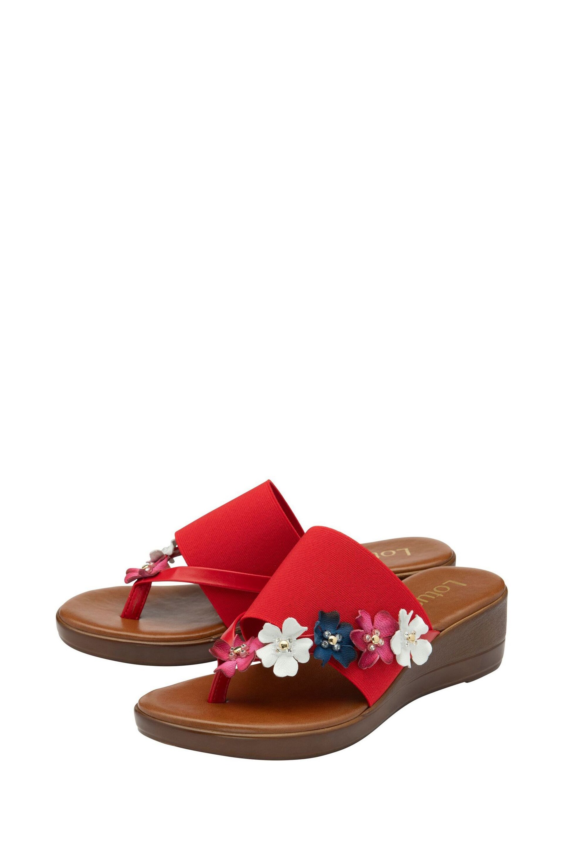 Lotus Red Toe-Post Wedge Sandals - Image 2 of 4