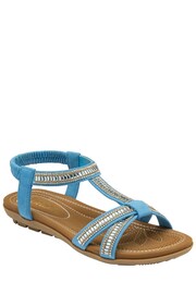 Lotus Blue Open-Toe Flat Sandals - Image 1 of 4