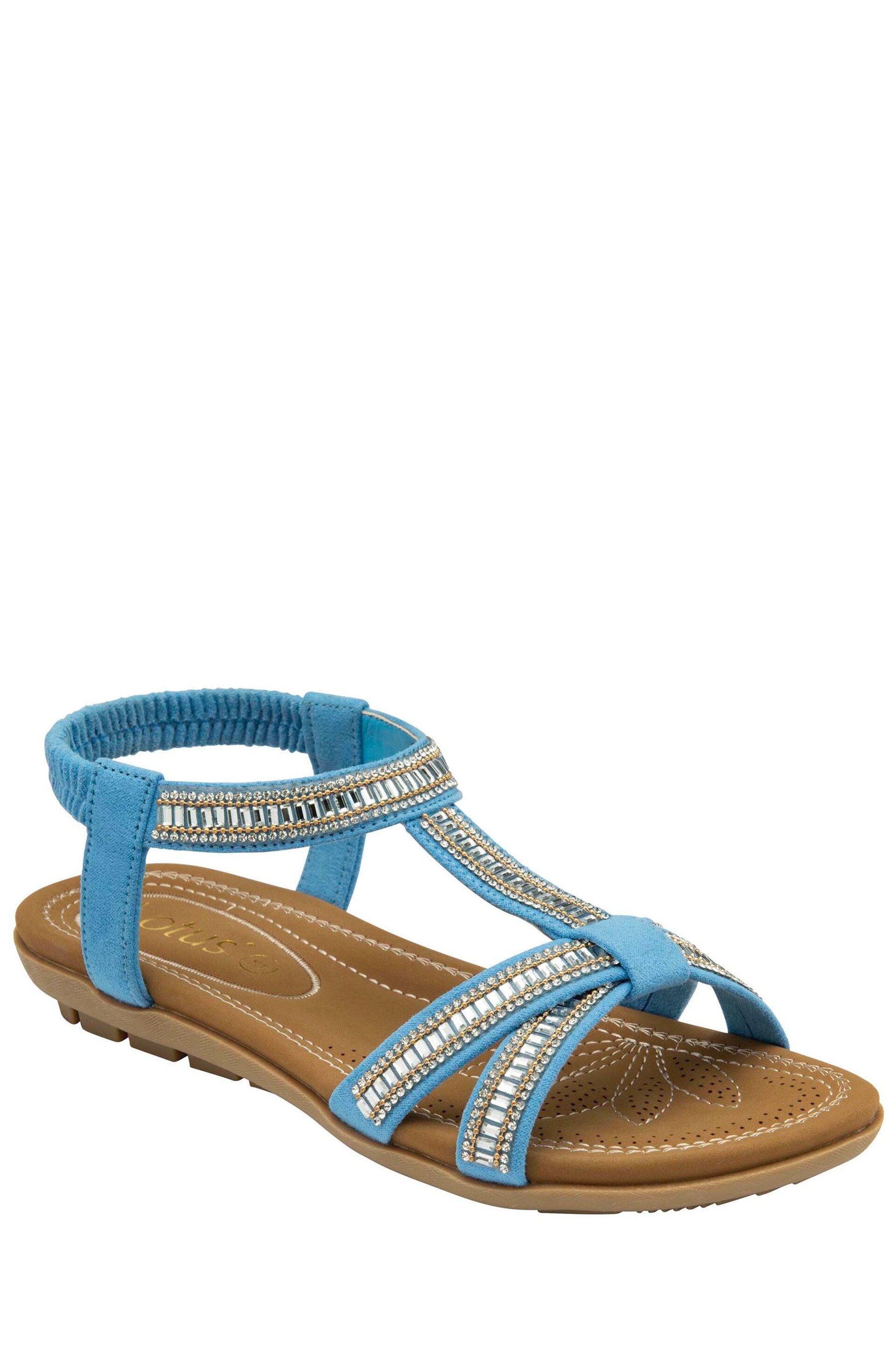 Lotus Blue Open-Toe Flat Sandals - Image 1 of 4