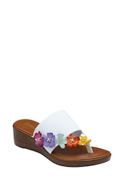 Lotus White Toe-Post Wedge Sandals - Image 1 of 4